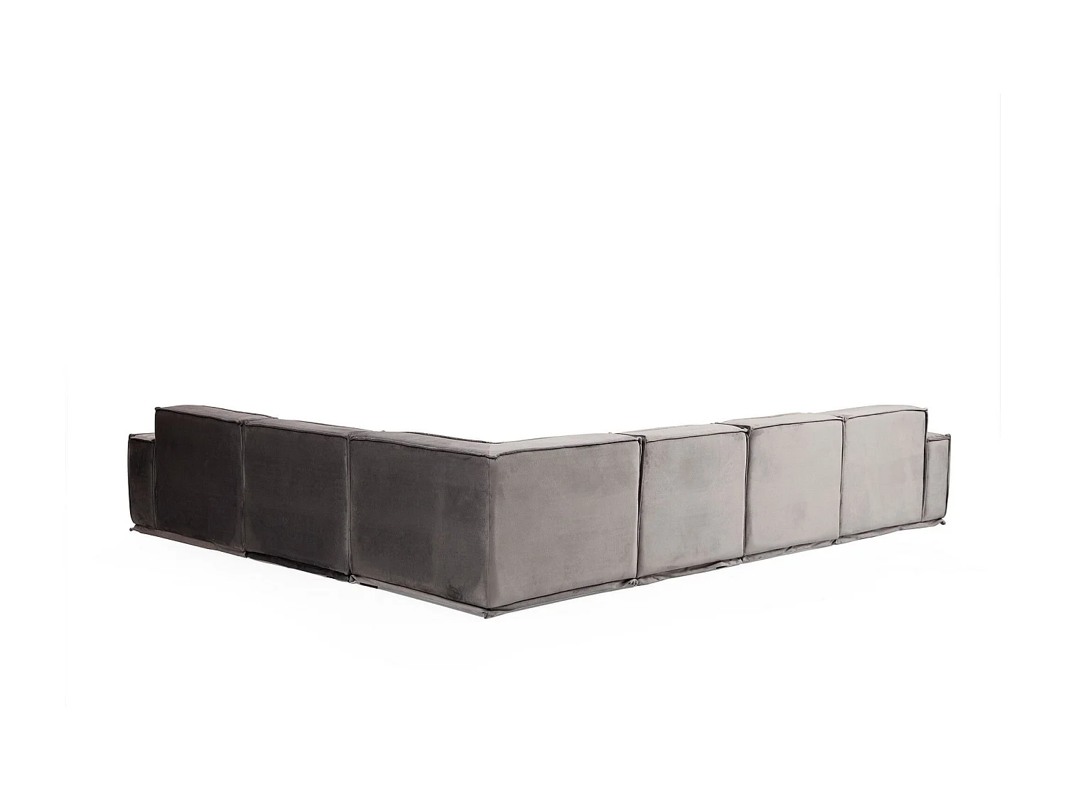 Grote grijs fluwelen modulaire hoekbank Kego L 388 x D 300 cm-juiste hoek