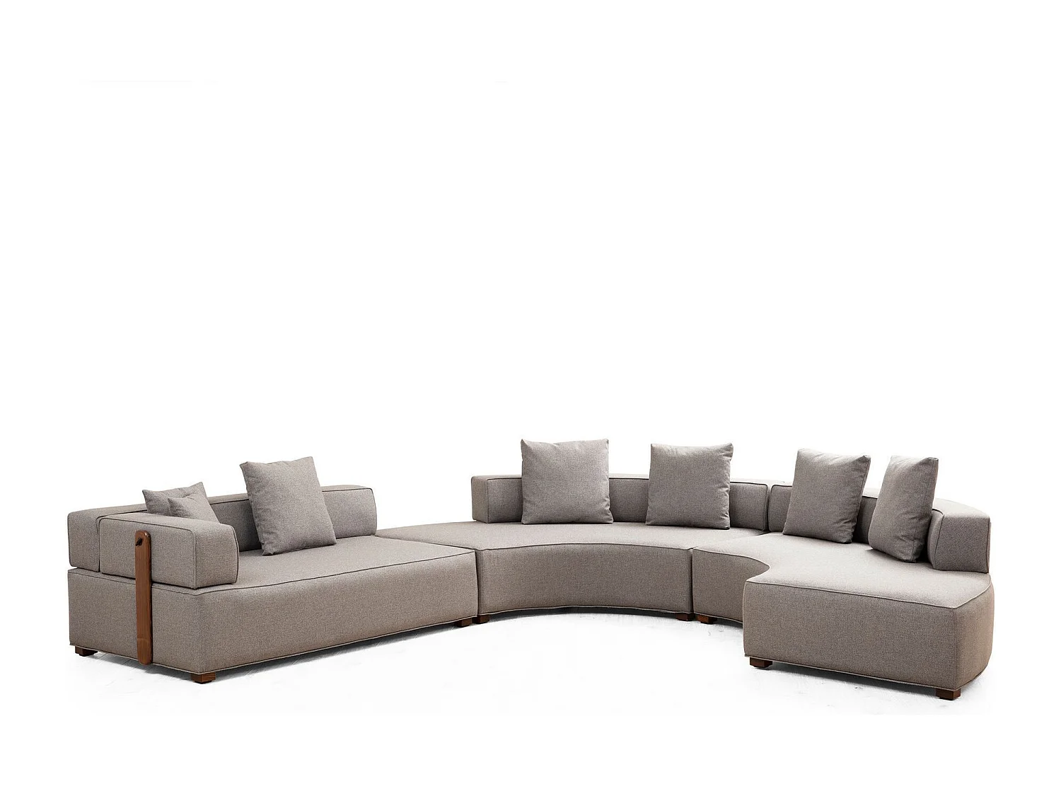 Canapé panoramique d'angle à gauche 6 places Tesce Bois foncé et Tissu Gris