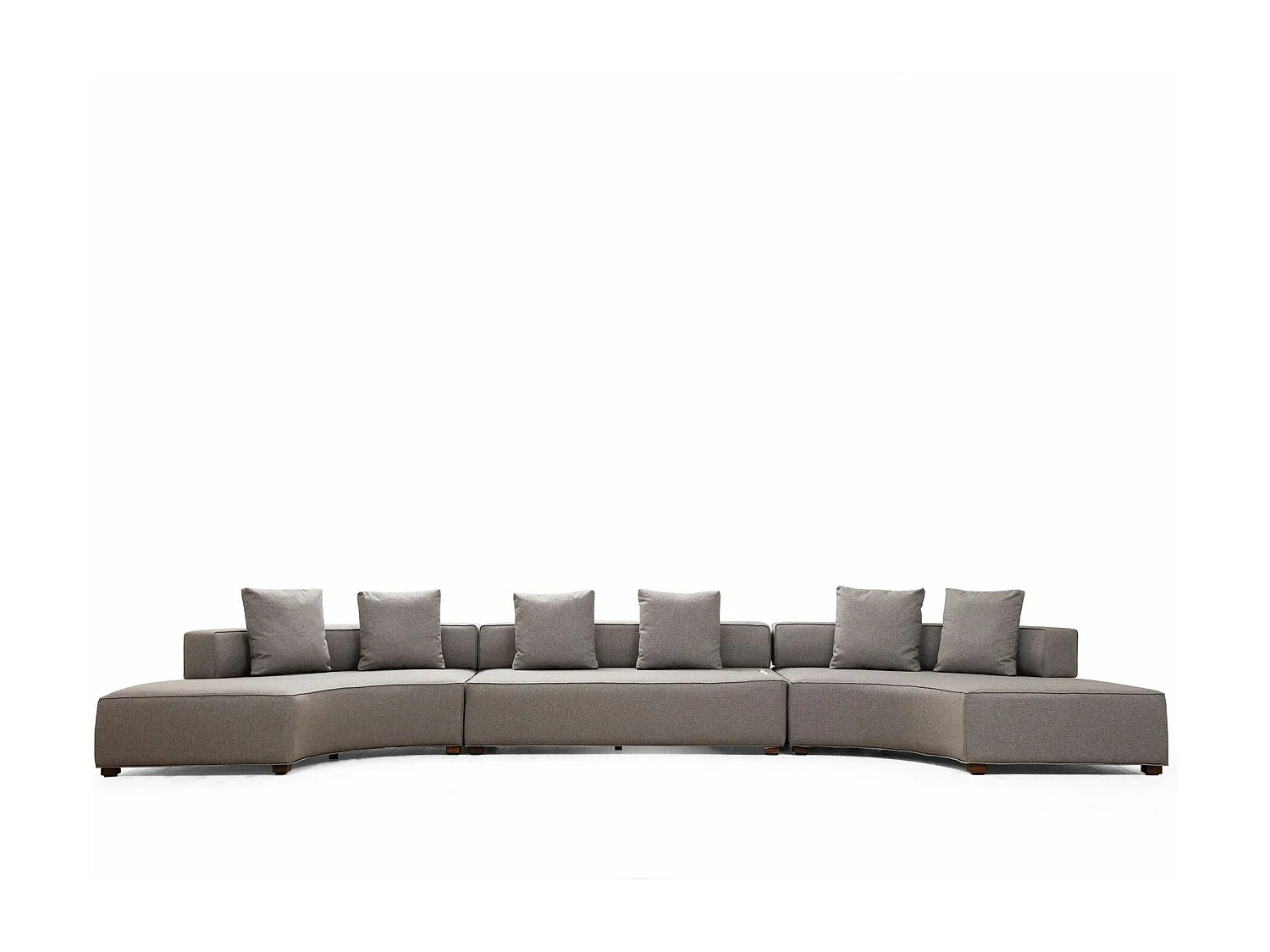 Canapé panoramique 6 places Tesce Bois foncé et Tissu Gris