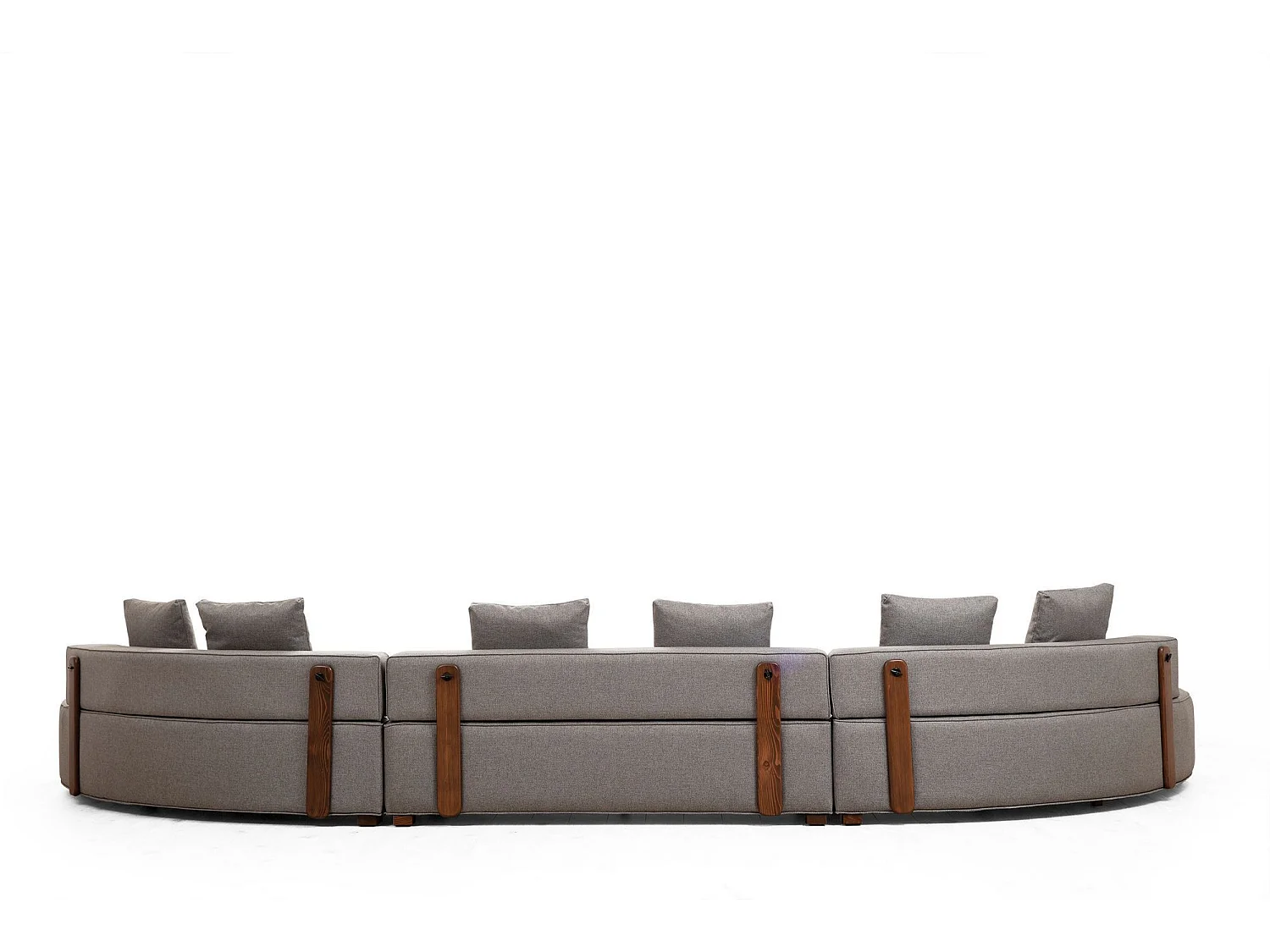 Canapé panoramique 6 places Tesce Bois foncé et Tissu Gris