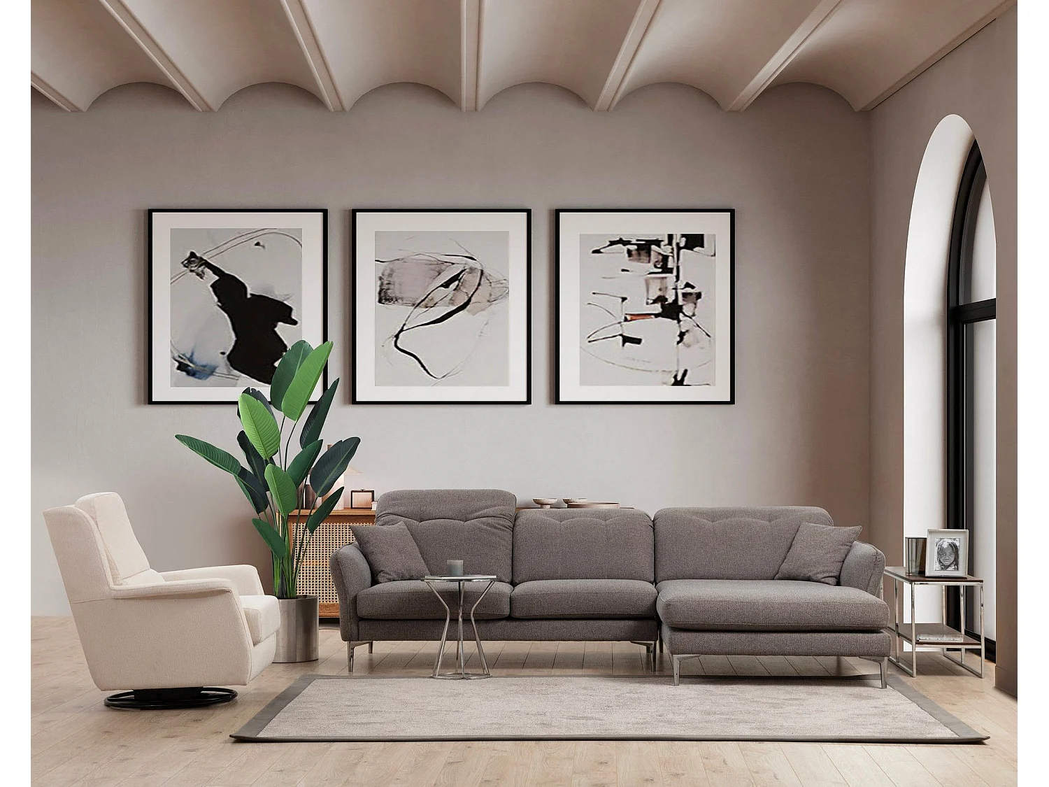 Sofá rinconero Altadena 370, Gris, 290x100x96cm