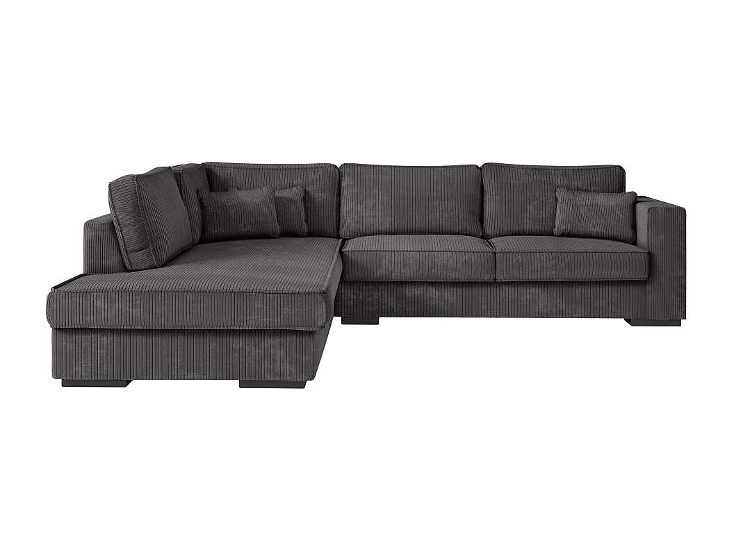 Canapé d'angle gauche Belami XXL 6 places en velours côtelé - Gris anthracite - L303 x P228 x H86cm - Loungitude