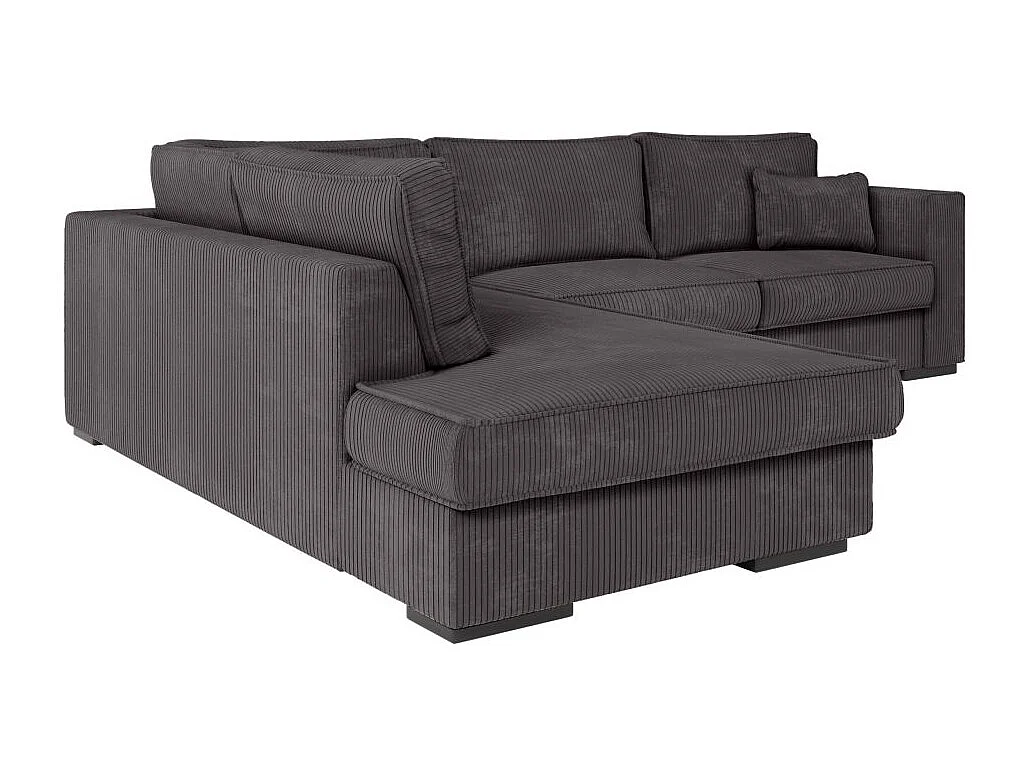 Canapé d'angle gauche Belami XXL 6 places en velours côtelé - Gris anthracite - L303 x P228 x H86cm - Loungitude