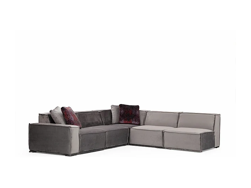 Sofá rinconero modular Altadena 439, Gris, 300x276x76cm