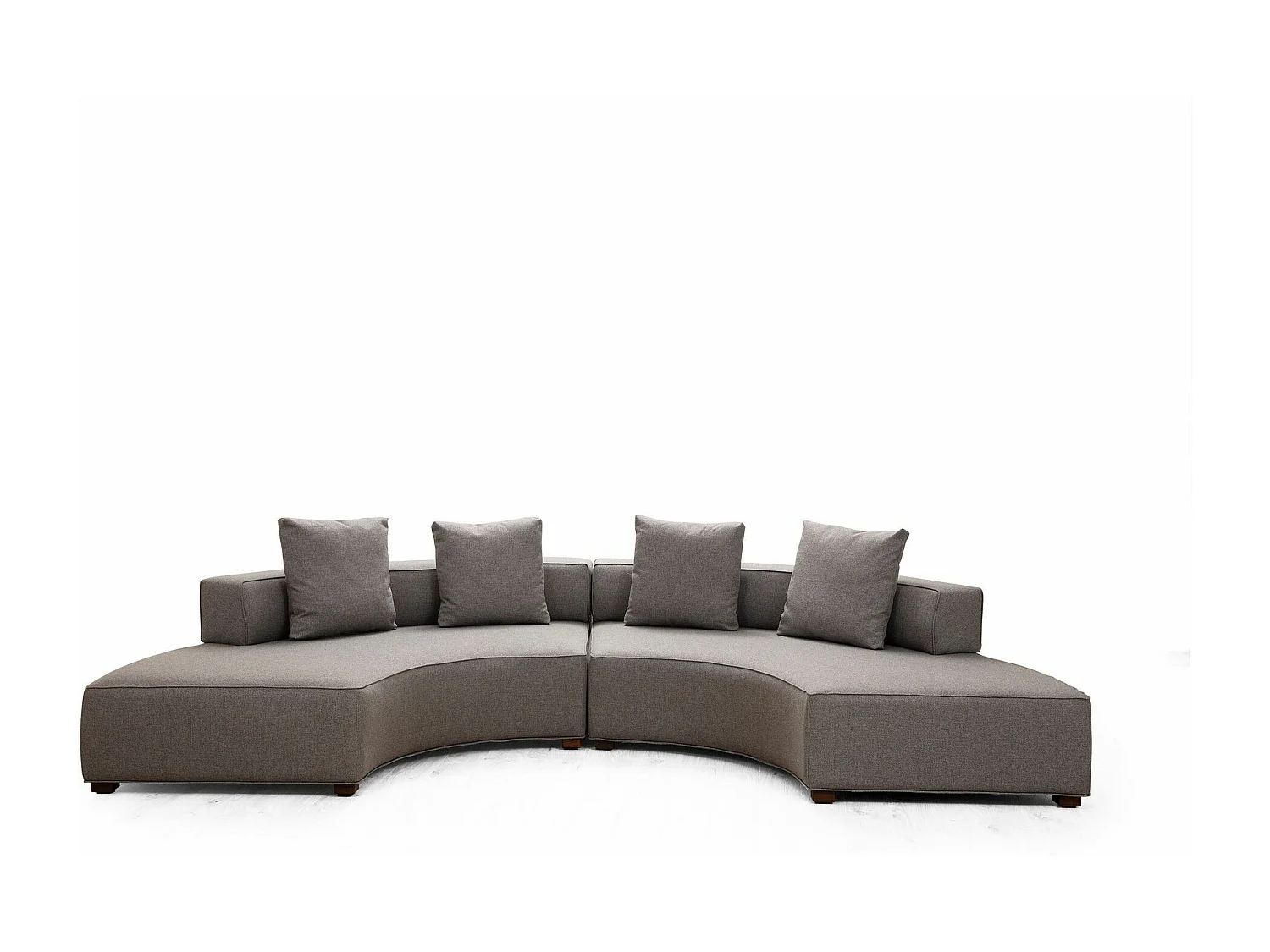 Canapé panoramique 4 places Tesce Bois foncé et Tissu Gris