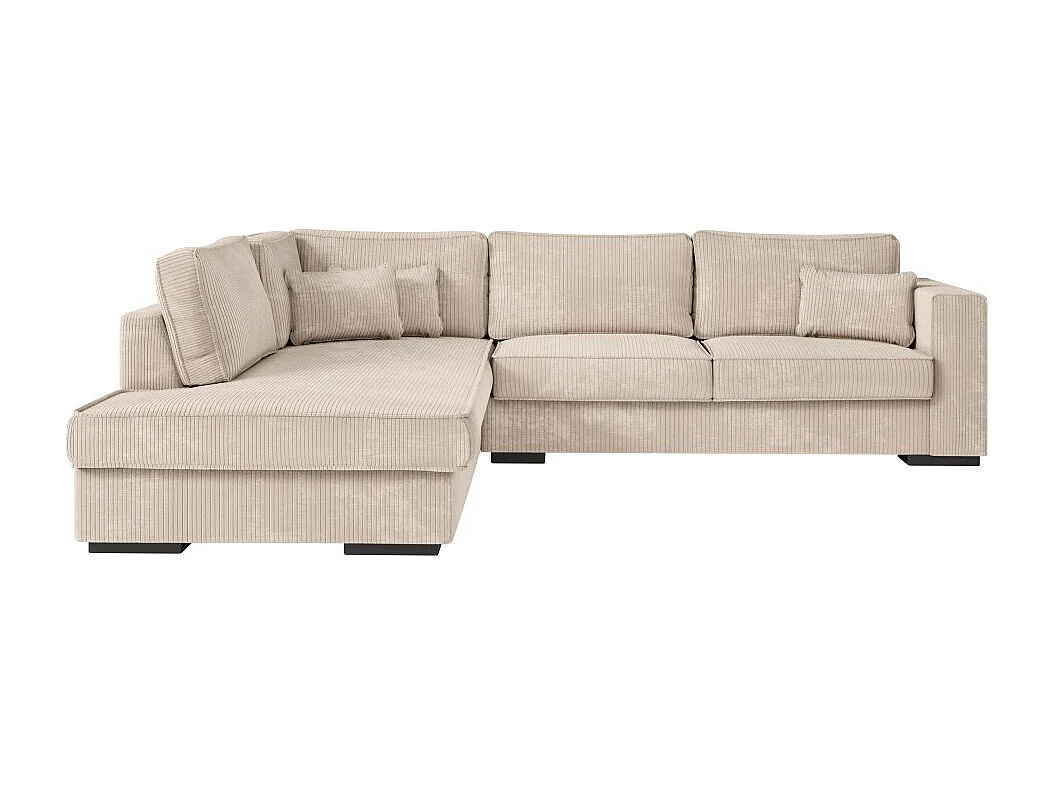 Canapé d'angle gauche Belami XXL 6 places en velours côtelé - Beige - L303 x P228 x H86cm - Loungitude