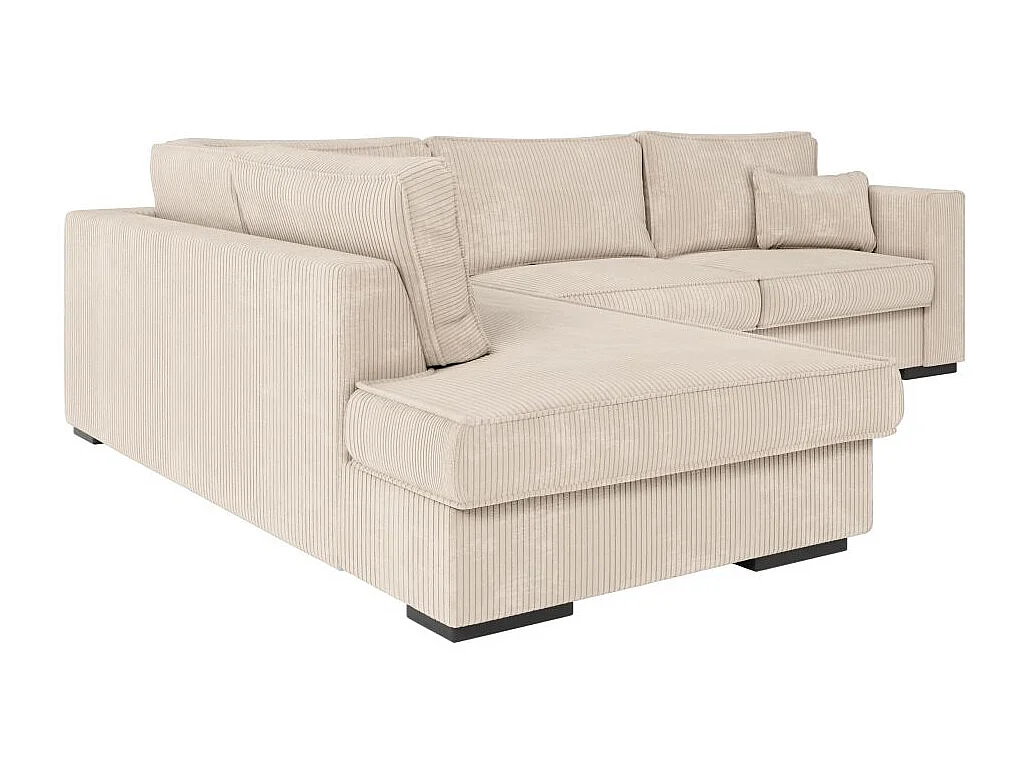 Canapé d'angle gauche Belami XXL 6 places en velours côtelé - Beige - L303 x P228 x H86cm - Loungitude