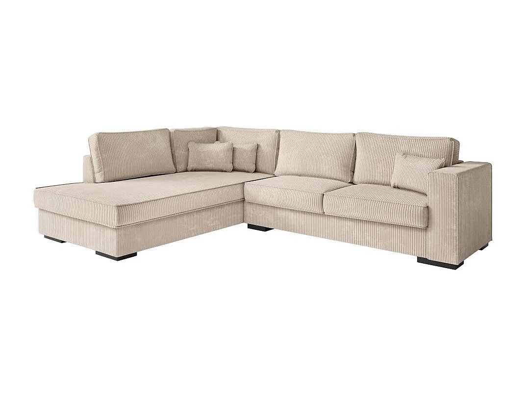 Canapé d'angle gauche Belami XXL 6 places en velours côtelé - Beige - L303 x P228 x H86cm - Loungitude