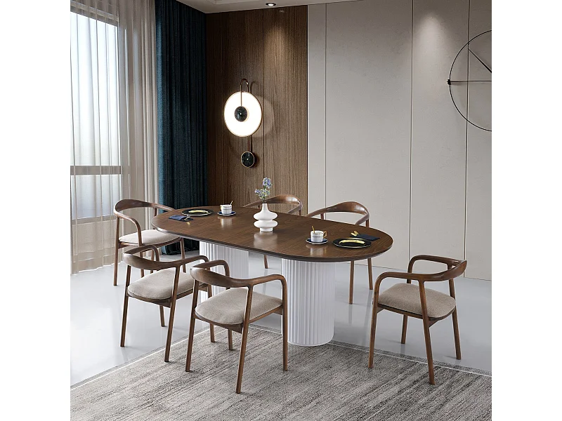 Table de salle à manger jusqu'à 8 couverts Wilda Bois foncé et Blanc