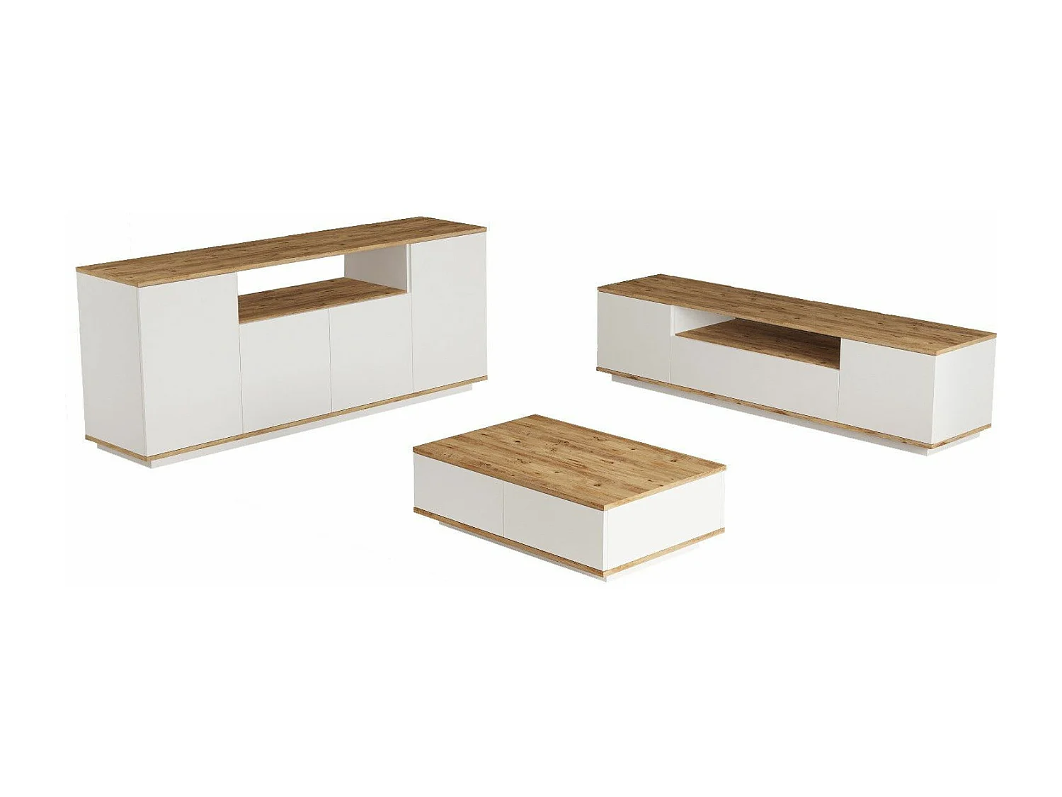 Conjunto de salón Kailua 2195, Pino|Blanco, Aglomerado laminado