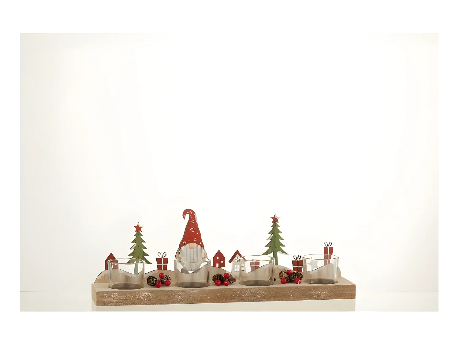 Farolillos de Navidad de madera multicolor 36.5x12.5x7 cm