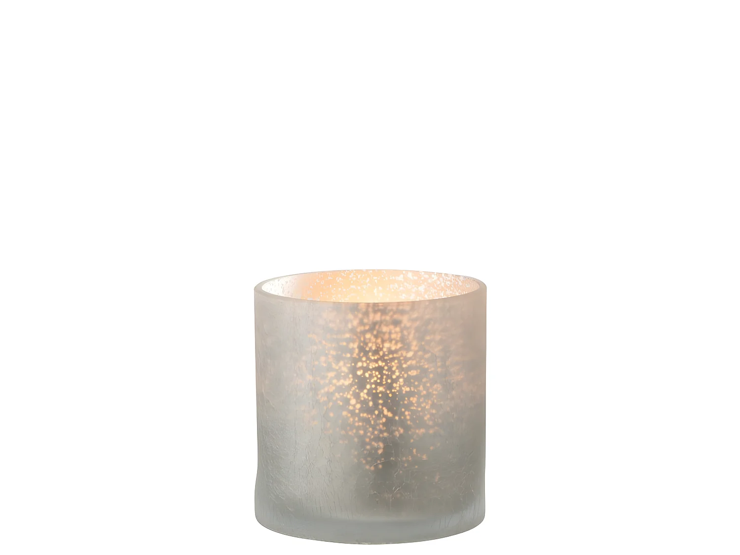 Portavelas cilindro agrietado cristal gris Alt. 15 cm