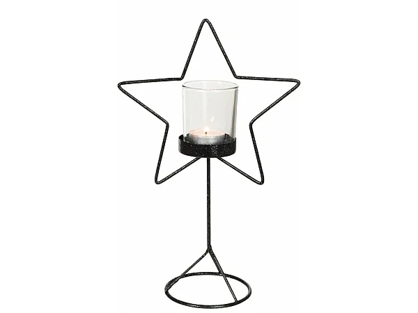 Photophore de Noël en métal noir 20x10x32.5 cm