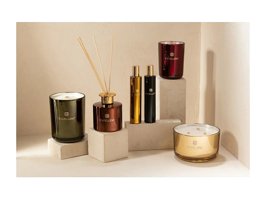 Candela profumata 80H in vetro verde 11x11x15 cm