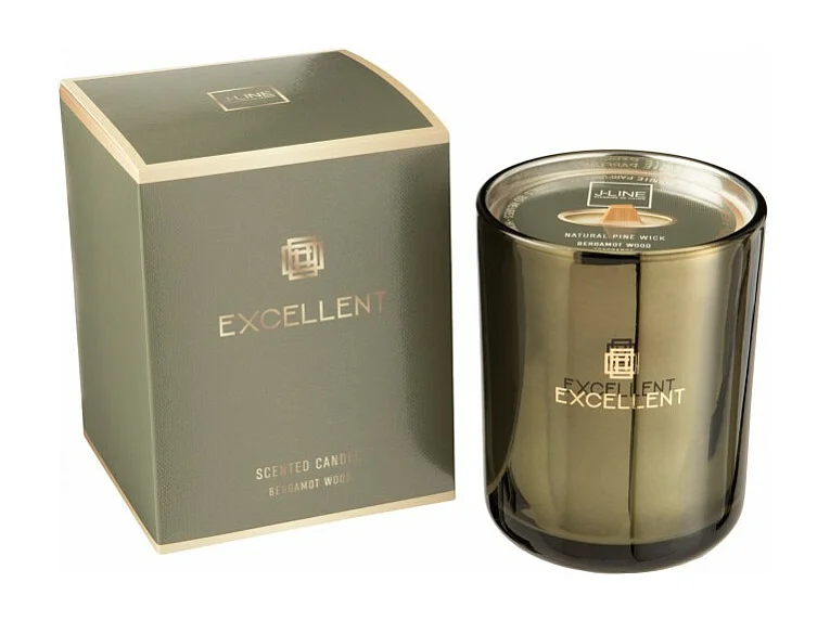 Bougie parfumée 80H en verre vert 11x11x15 cm