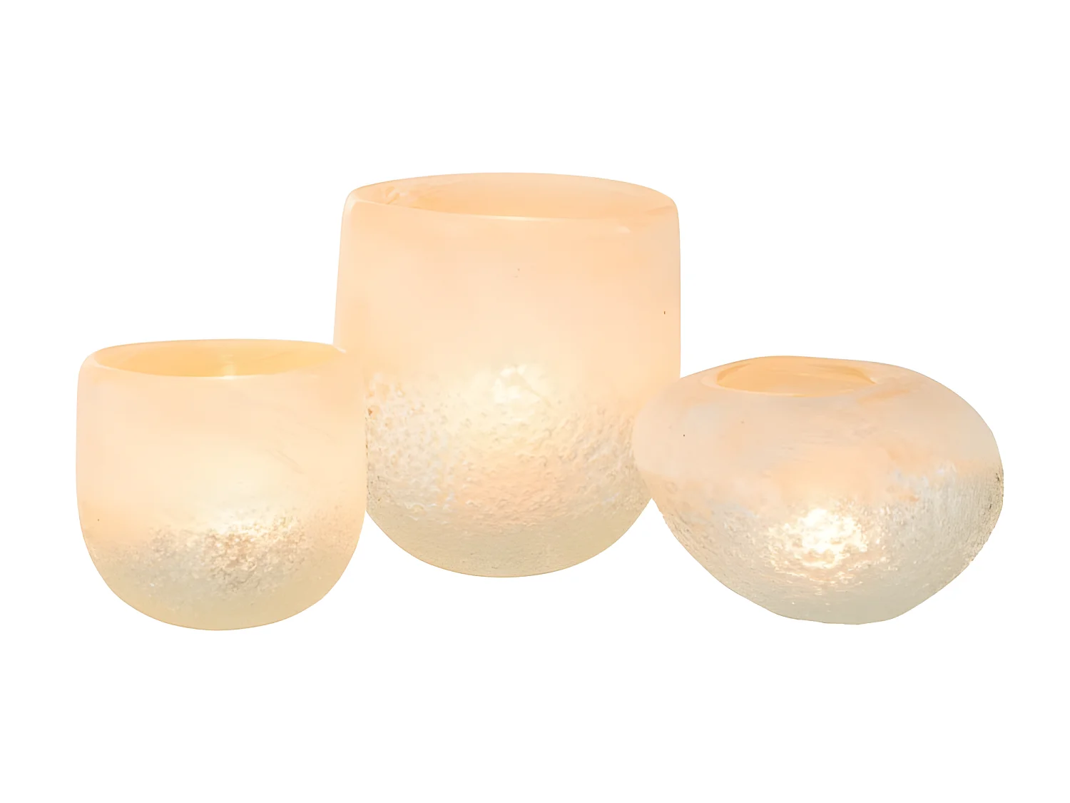 Portavelas de vidrio beige 10.5x10.5x9.5 cm