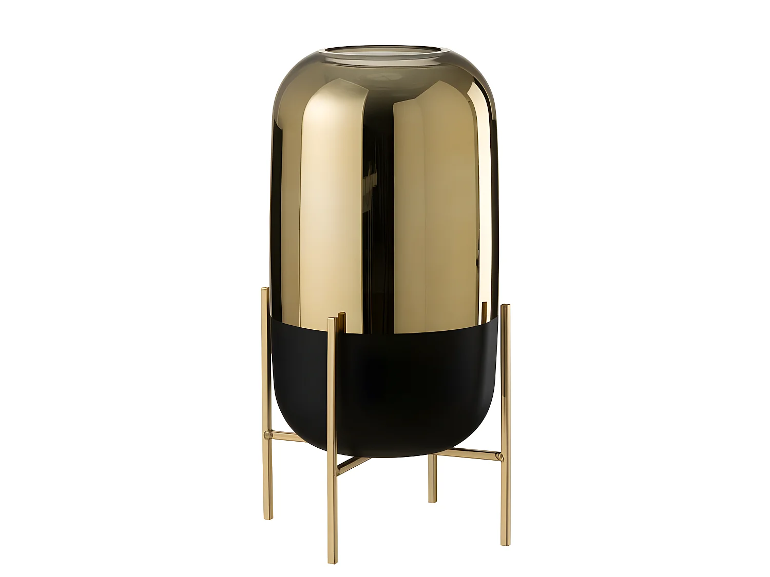 copia de Portavelas + pie cristal negro/oro Alt. 37 cm