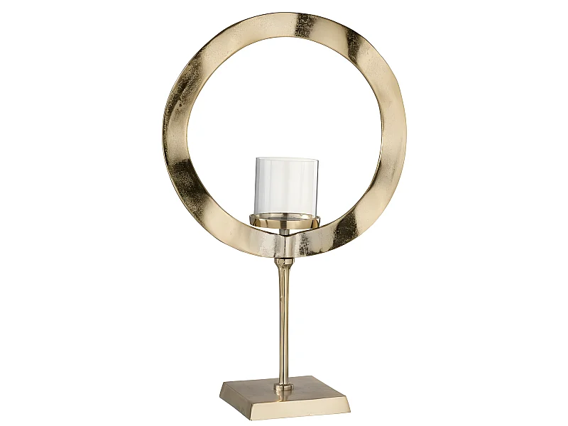 Vaso per candele in vetro e alluminio dorato 39,5x16,5x63 cm