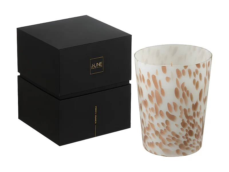 Candela profumata 68H in portacandele in vetro bianca - dorato 12.5x12.5x15.5 cm