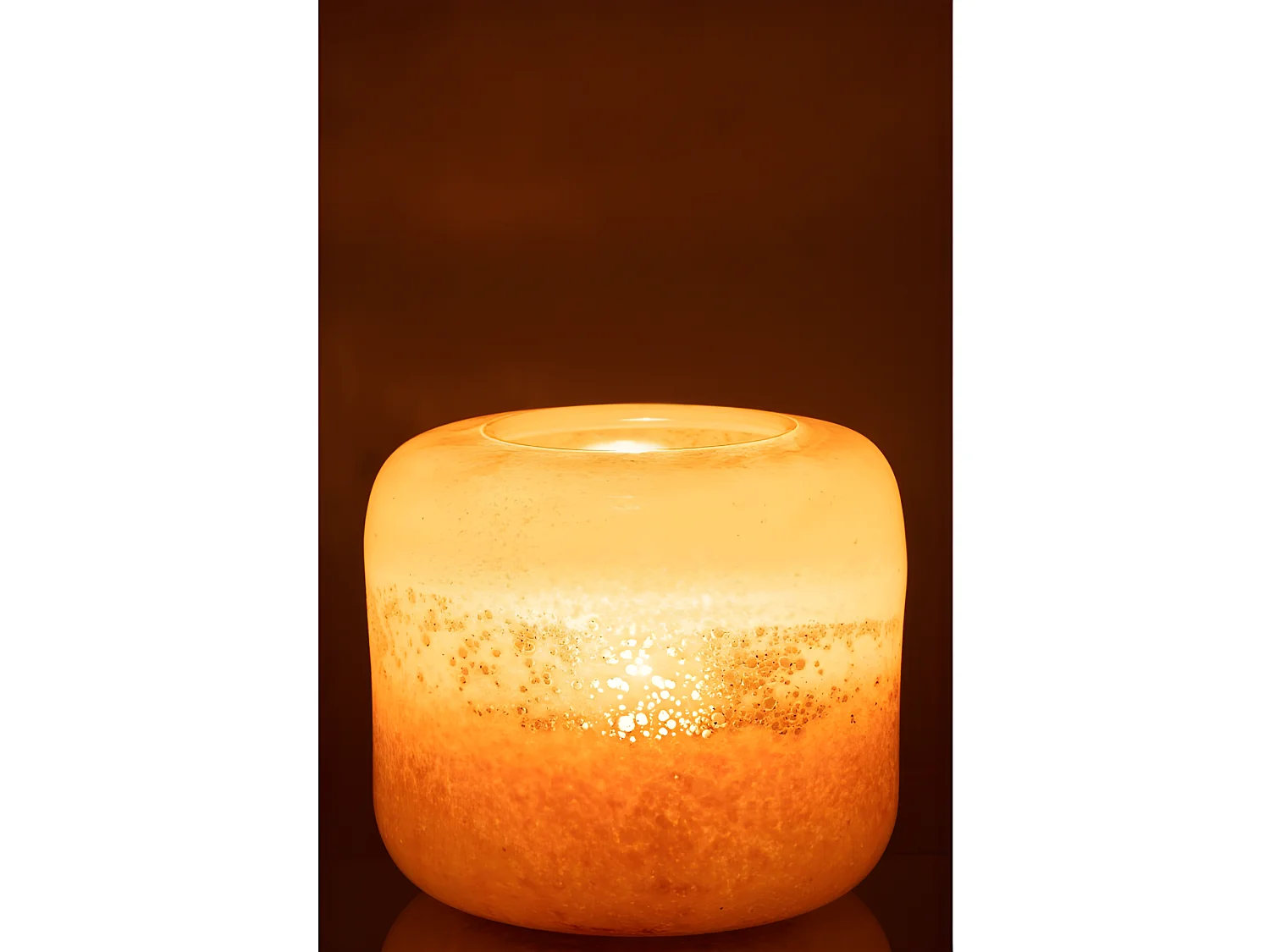 Portavelas de vidrio marrón y beige de 25x25x24cm