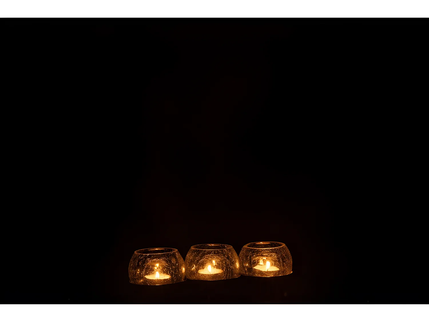 Portavelas 3 bolas craquelado cristal/acero inoxidable plata 27x9 cm