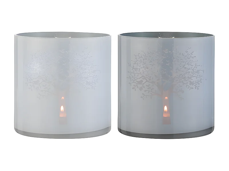 Set de 2 portavelas de vidrio azul 20x20x20 cm