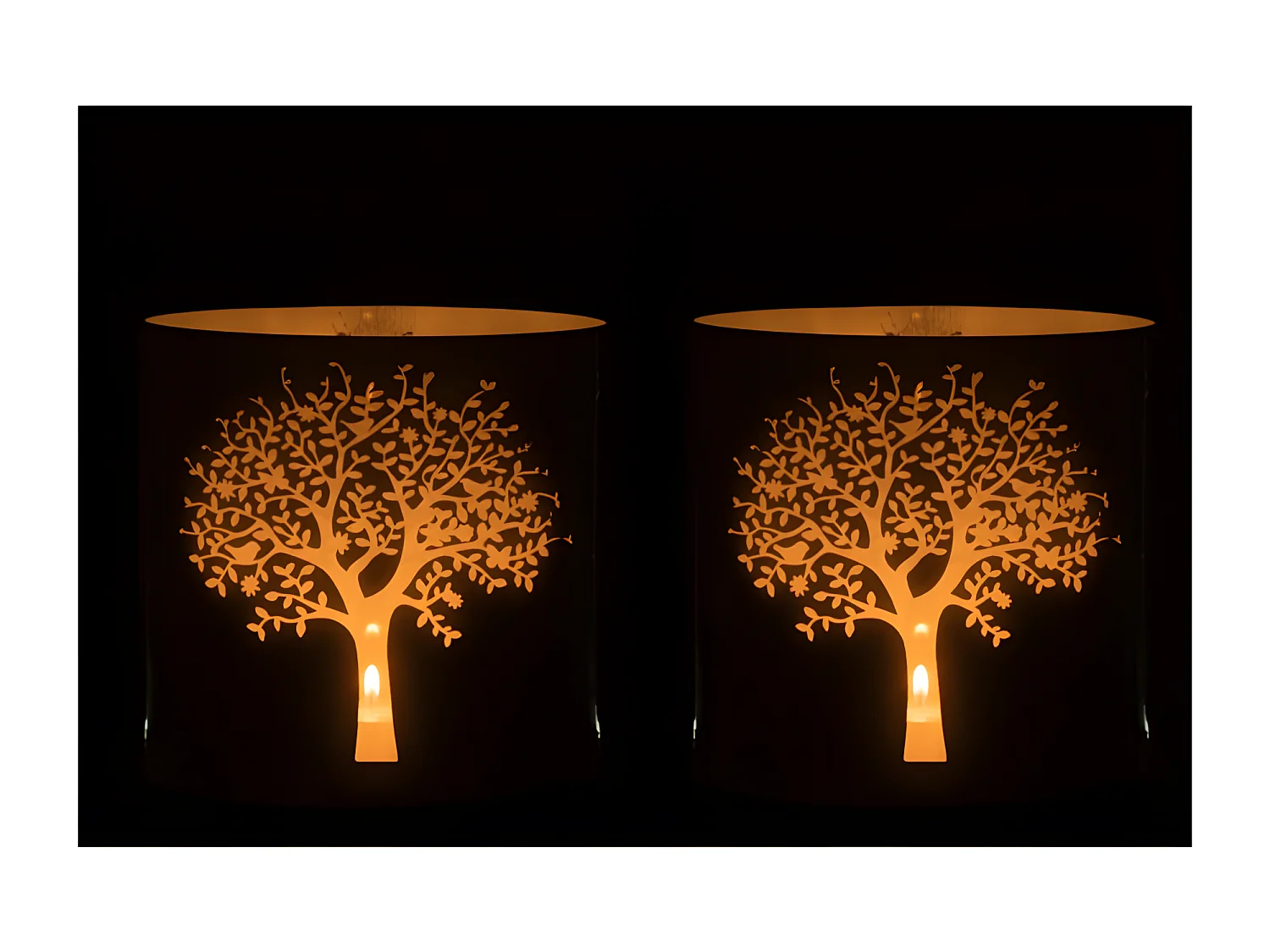 Set de 2 photophores en verre bleu 20x20x20 cm