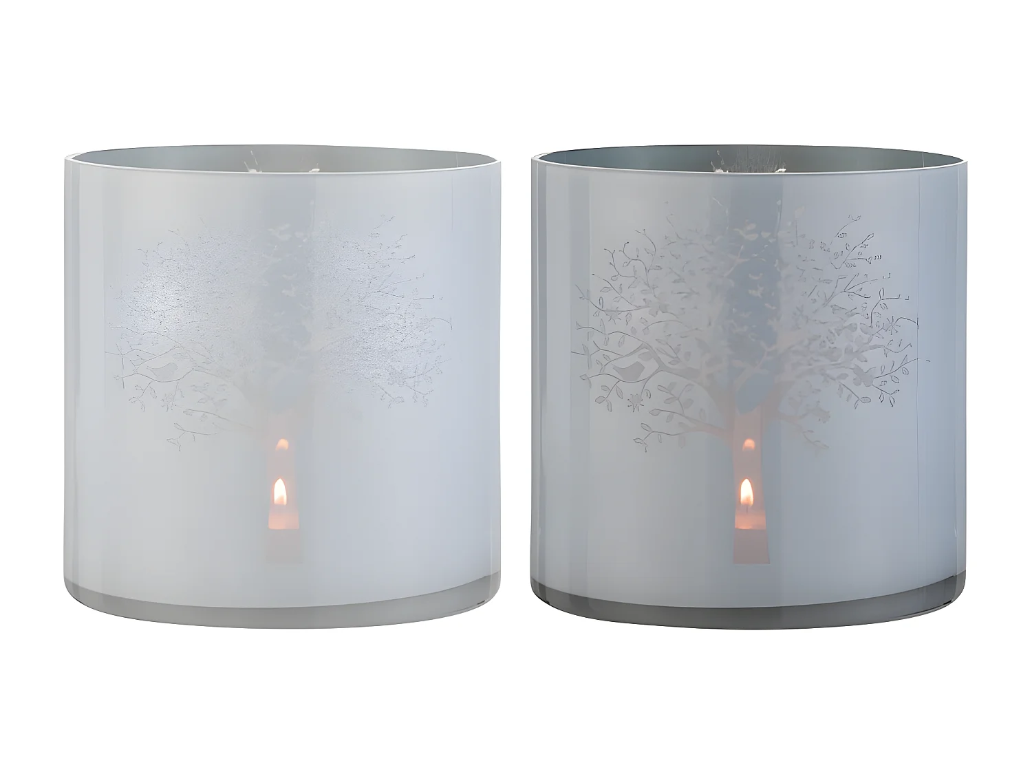 Set de 2 photophores en verre bleu 20x20x20 cm