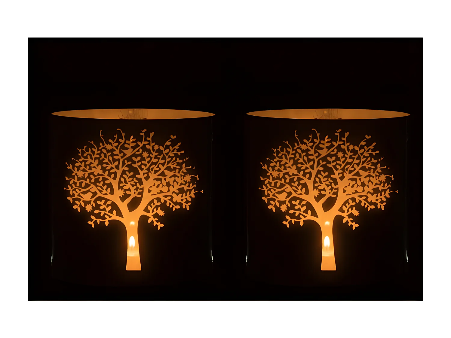 Set de 2 photophores en verre bleu 20x20x20 cm