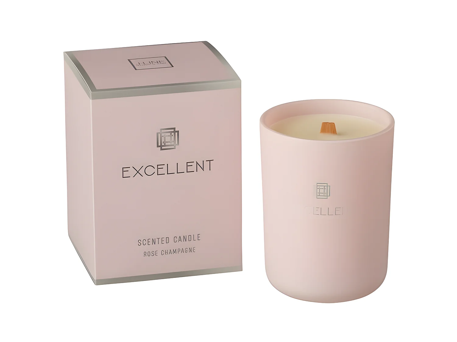 Vela perfumada de interior en vidrio rosa 8x8x11 cm