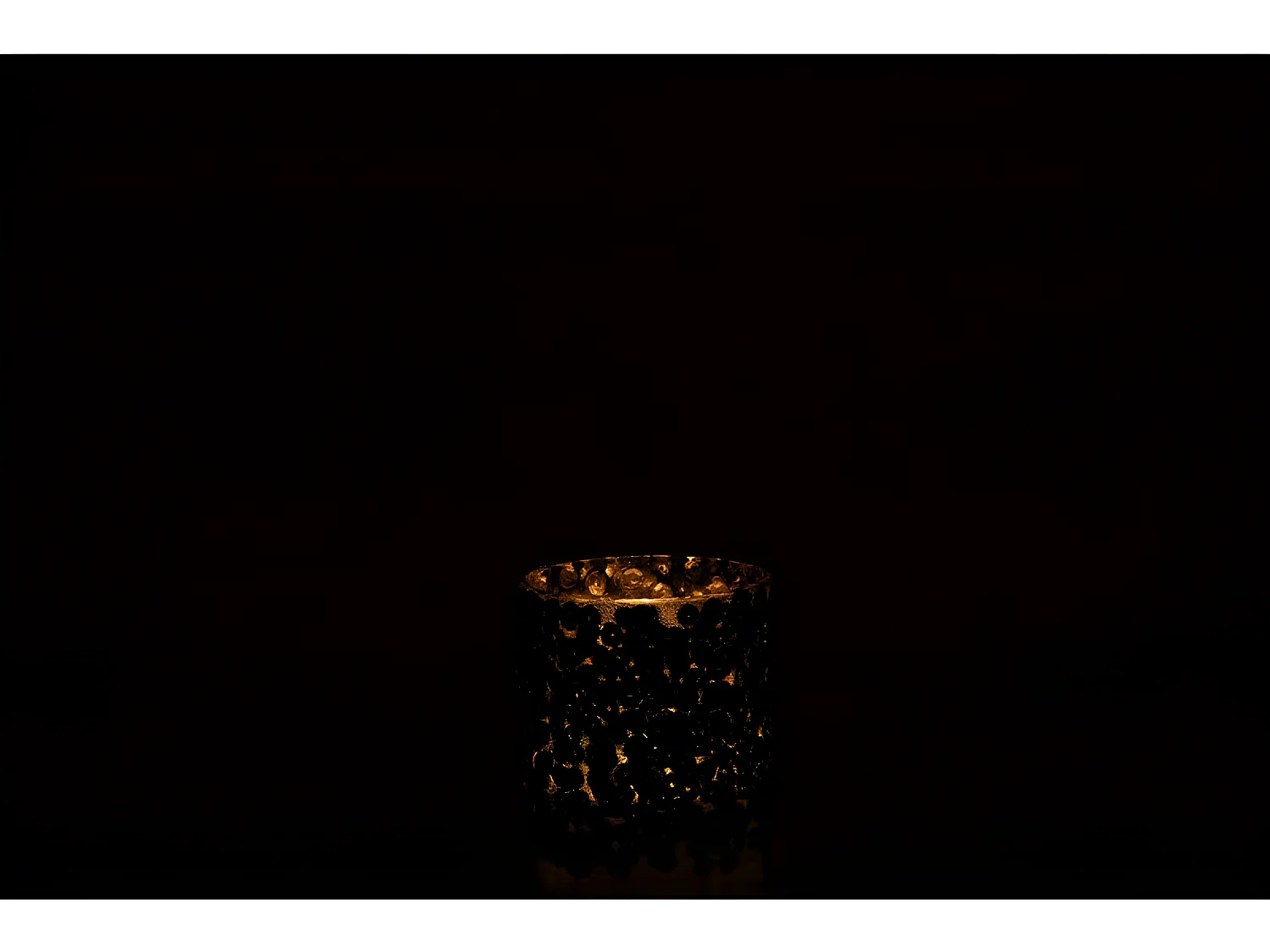 Photophore givré en verre vert foncé 7x8cm