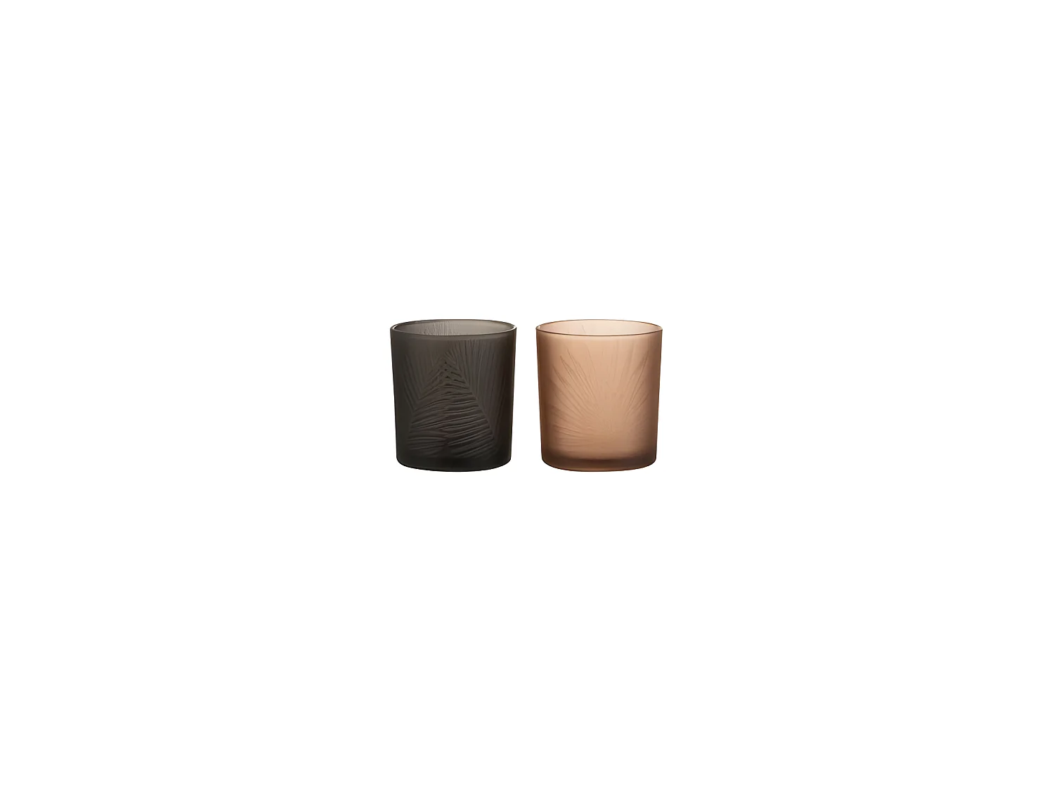 Conjunto de 2 portavelas de vidrio marrón - negro 7.3x7.3x8 cm
