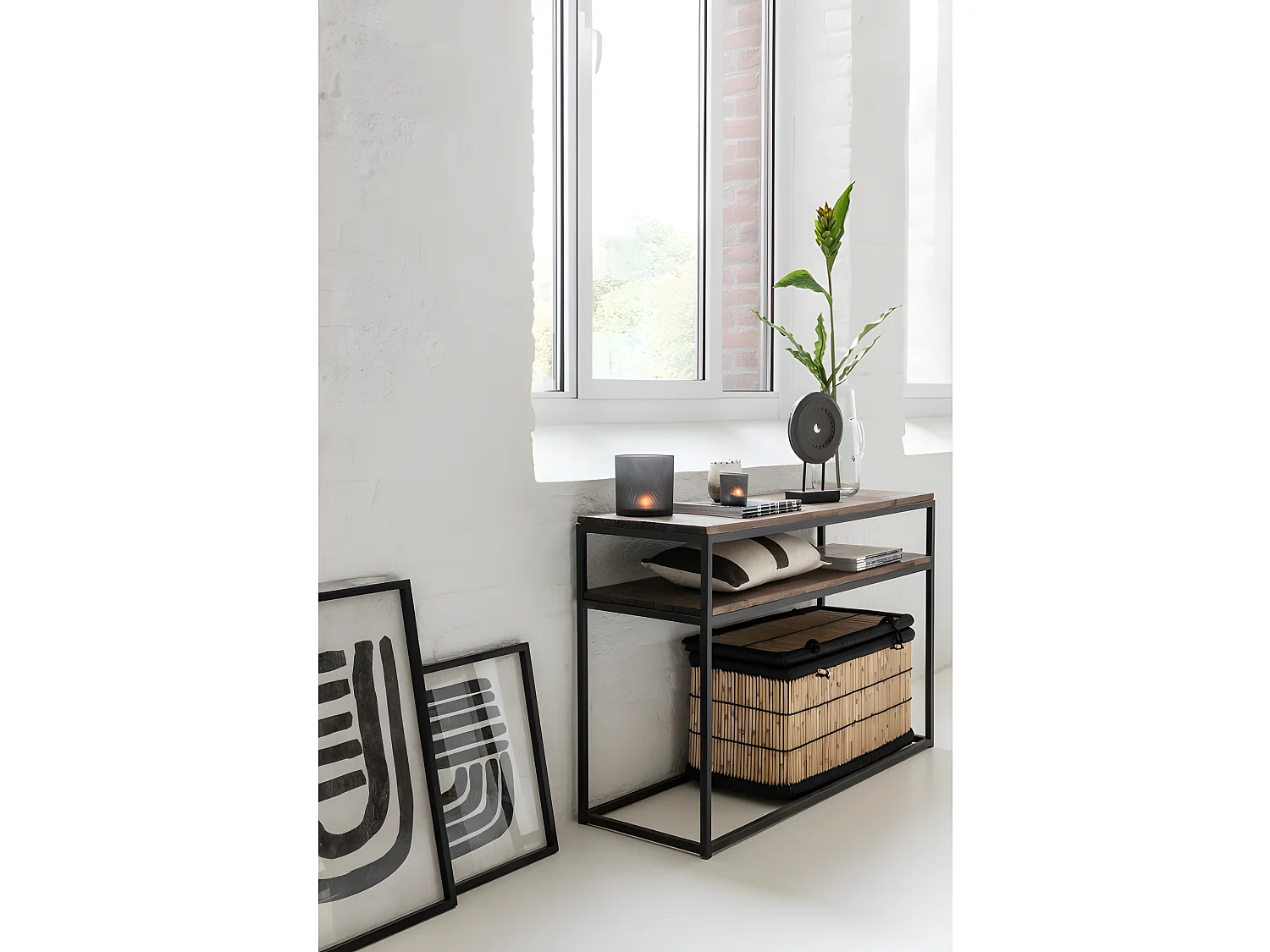 Set de 2 photophores en verre marron - noir 7.3x7.3x8 cm