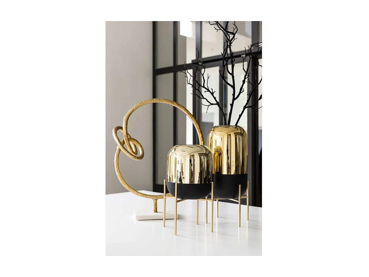 Portacandela in vetro oro 20x20x27 cm