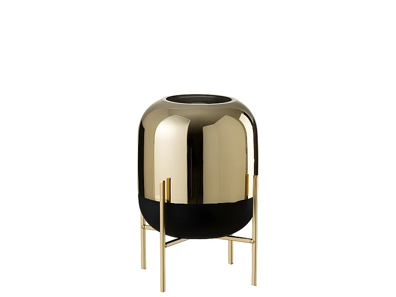 Portacandela in vetro oro 20x20x27 cm