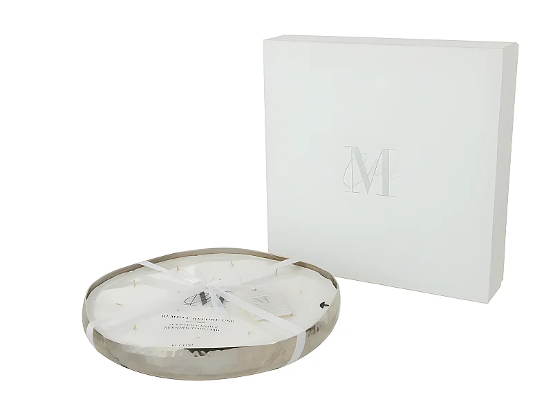 Vela perfumada livia metal plata extra 36x36 cm