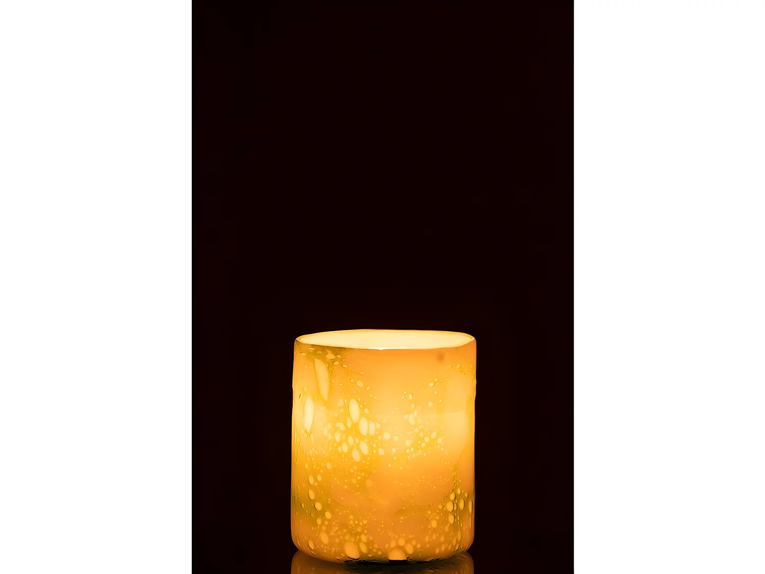 Portavelas de vidrio verde marmolado de 15x15x18 cm