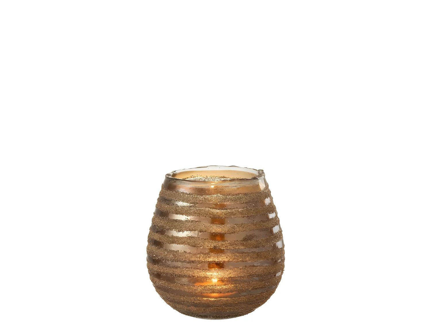 Portavelas redondo de vidrio marrón de 17x17x18 cm