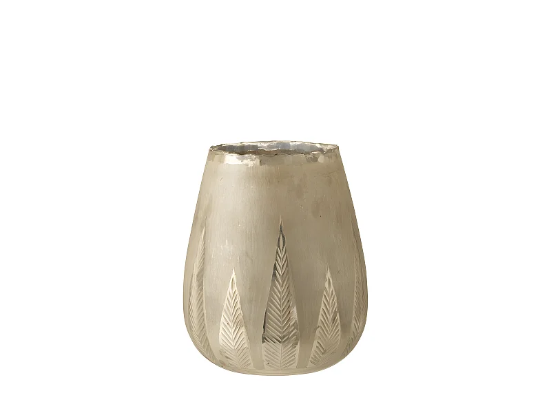 Vaso per candele in vetro argento 25x25x31 cm