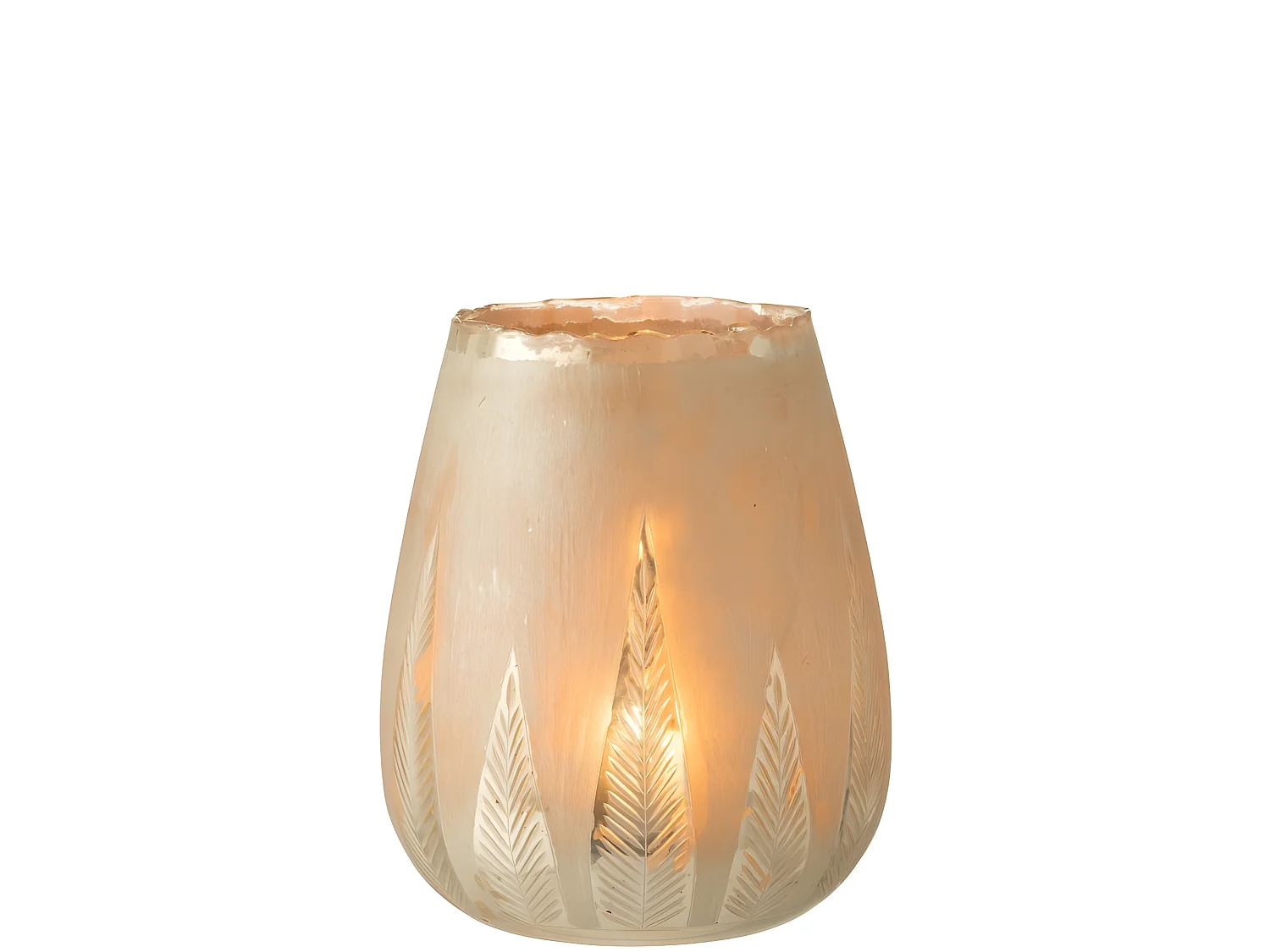 Portavelas hoja redondo cristal plata Alt. 31 cm