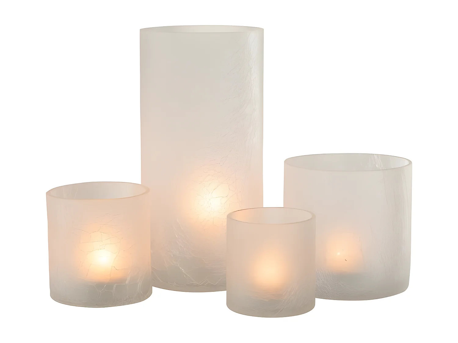 Portavelas cilindro agrietado cristal blanco helado extra Alt. 29