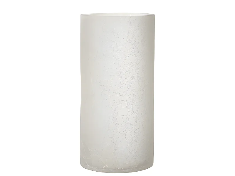 Portacandela cilindrico in vetro bianco 15x15x30 cm