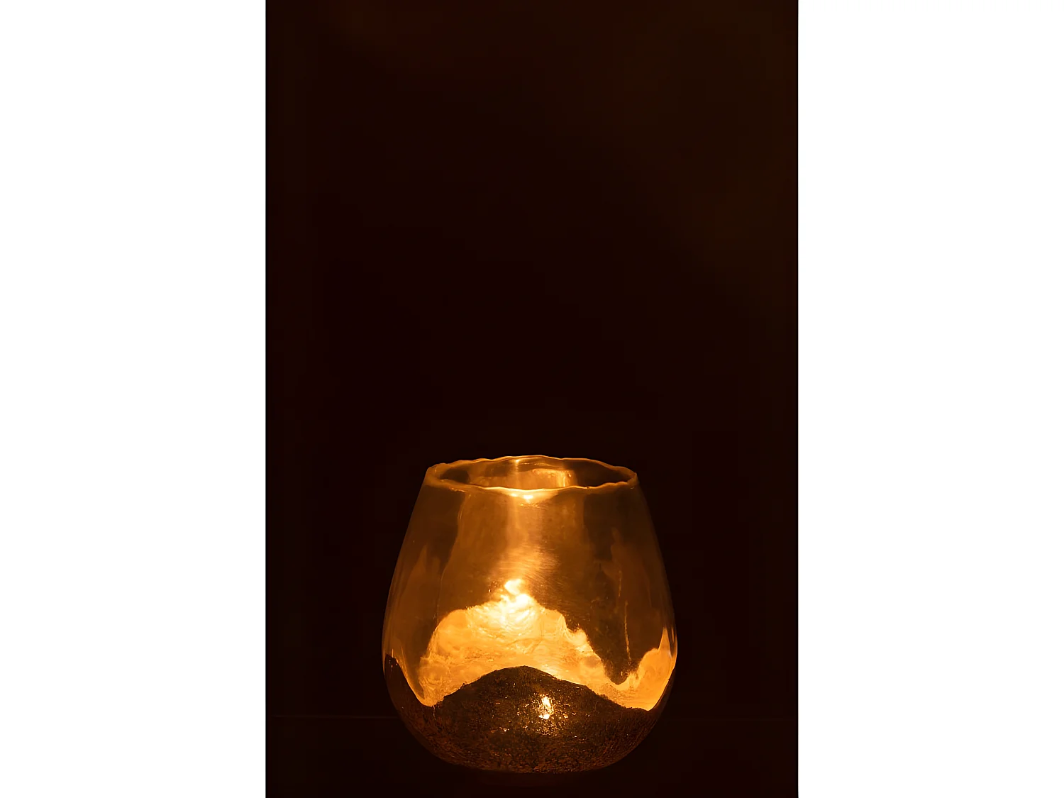 Photophore en verre argent 18x18x18 cm