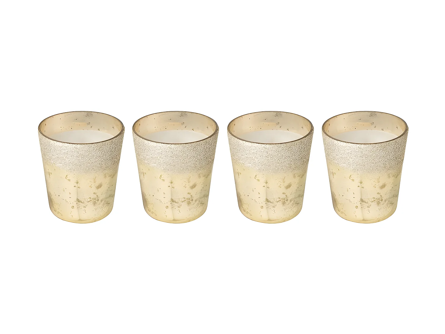 Scatola di 4 candele profumate in vetro champagne 7x7x8 cm