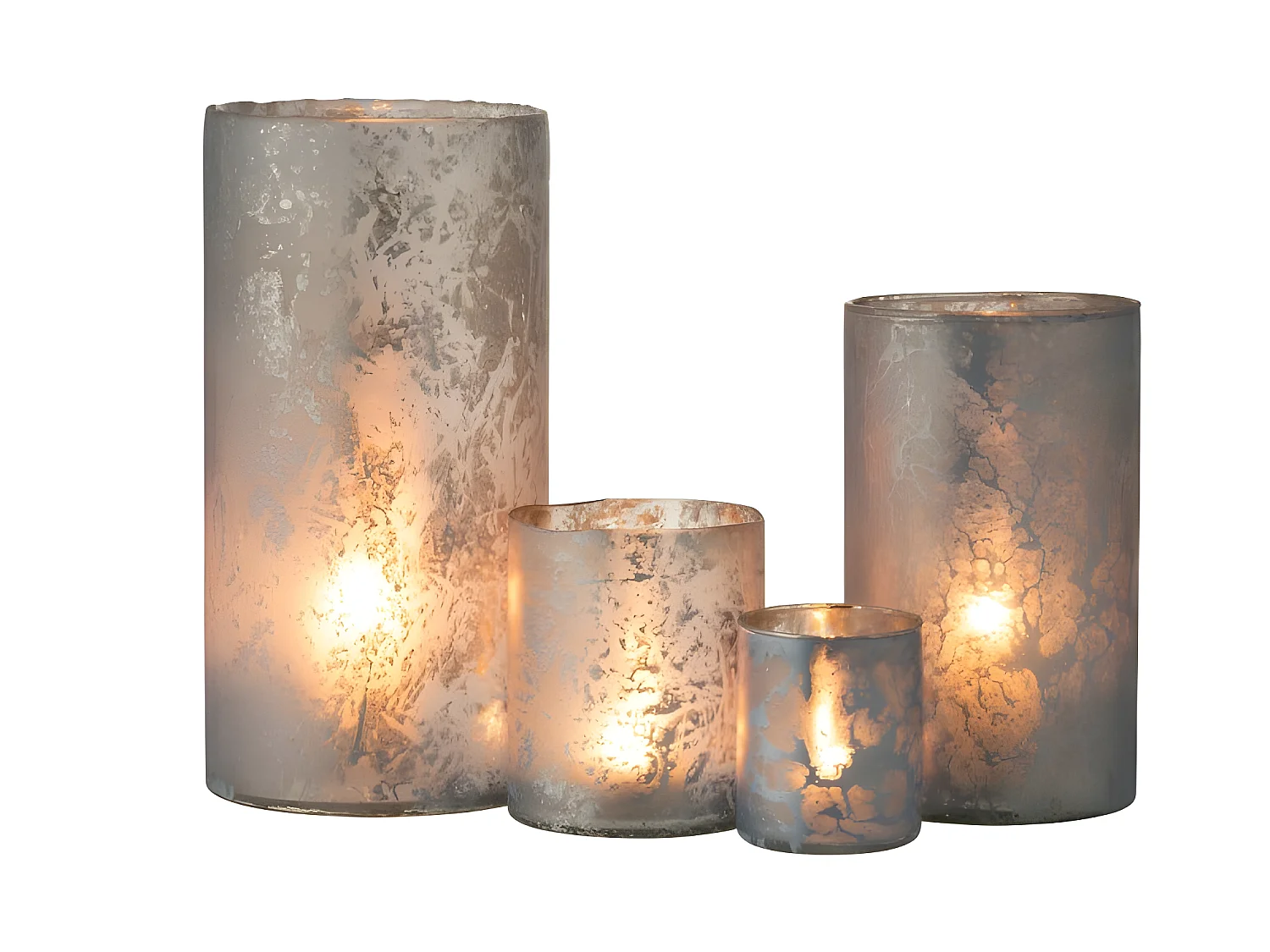 Portacandela in vetro blu 17.5x17.5x35 cm