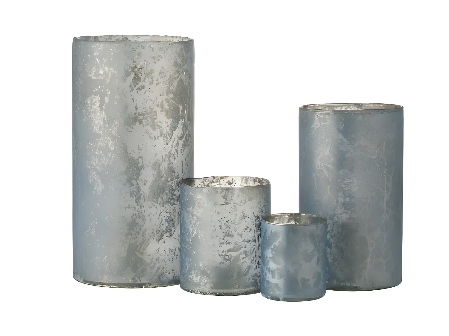 Portacandela in vetro blu 17.5x17.5x35 cm