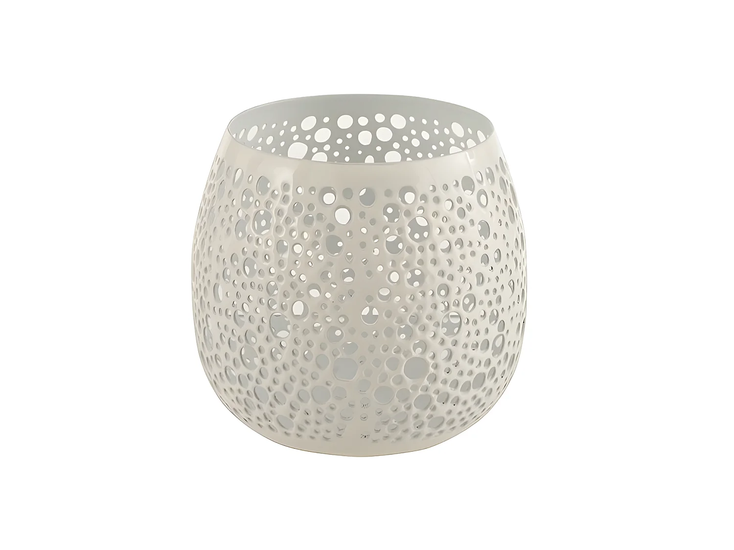 Fotóforo perforado metal laca blanco Alt. 12 cm