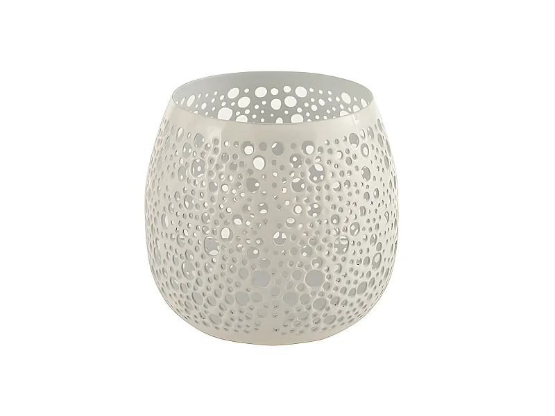 Fotóforo perforado metal laca blanco Alt. 12 cm