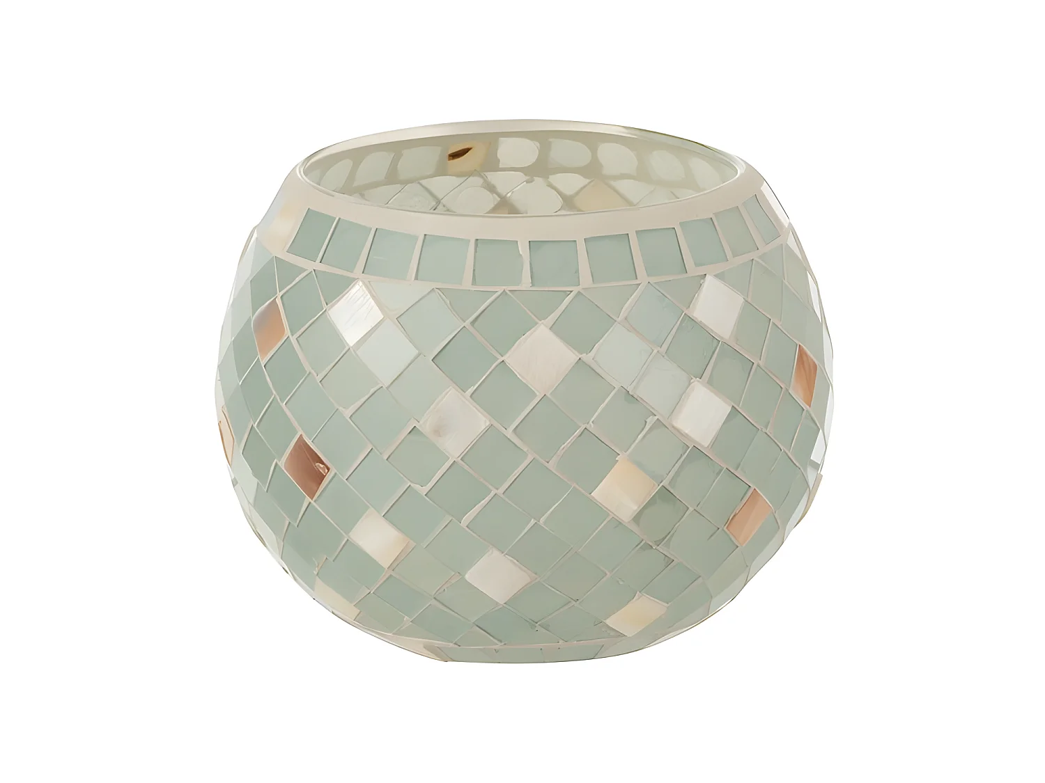 Portavelas mosaicos redondo cristal gris/nácar 15