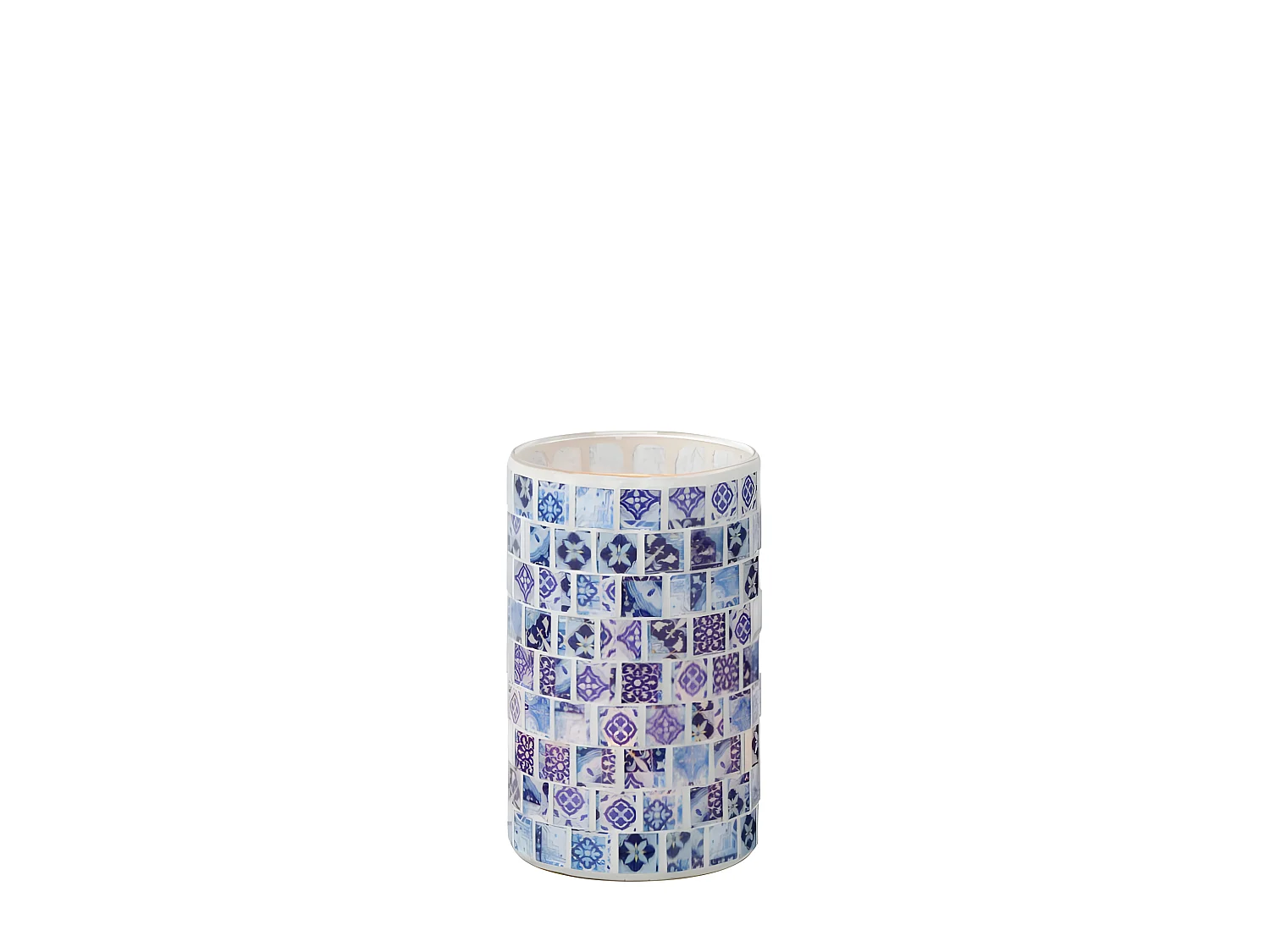 Portavelas de vidrio azul 9.3x9.3x9.3 cm